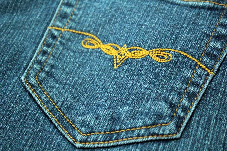 Embroidery jeans pants