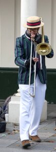 Player playing trombone