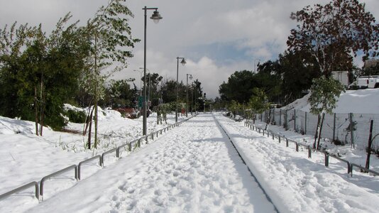Railway road winter photo