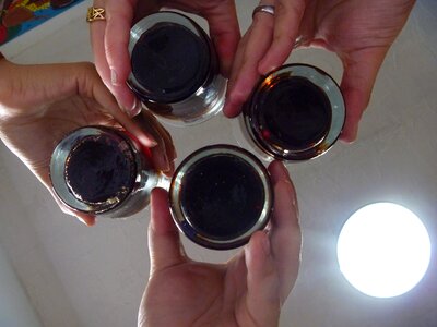 Toasting friends amusement