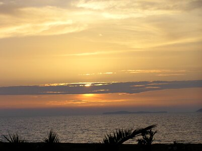 Evening sky island sea