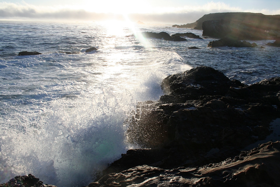 Waves coast landscape