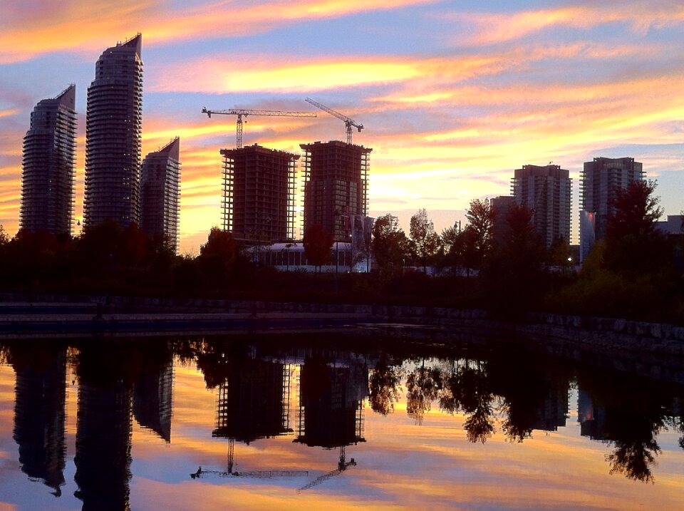 Buildings sunset humber bay
