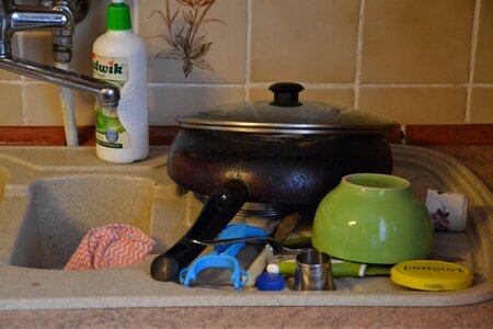 Sink frying pan cook photo