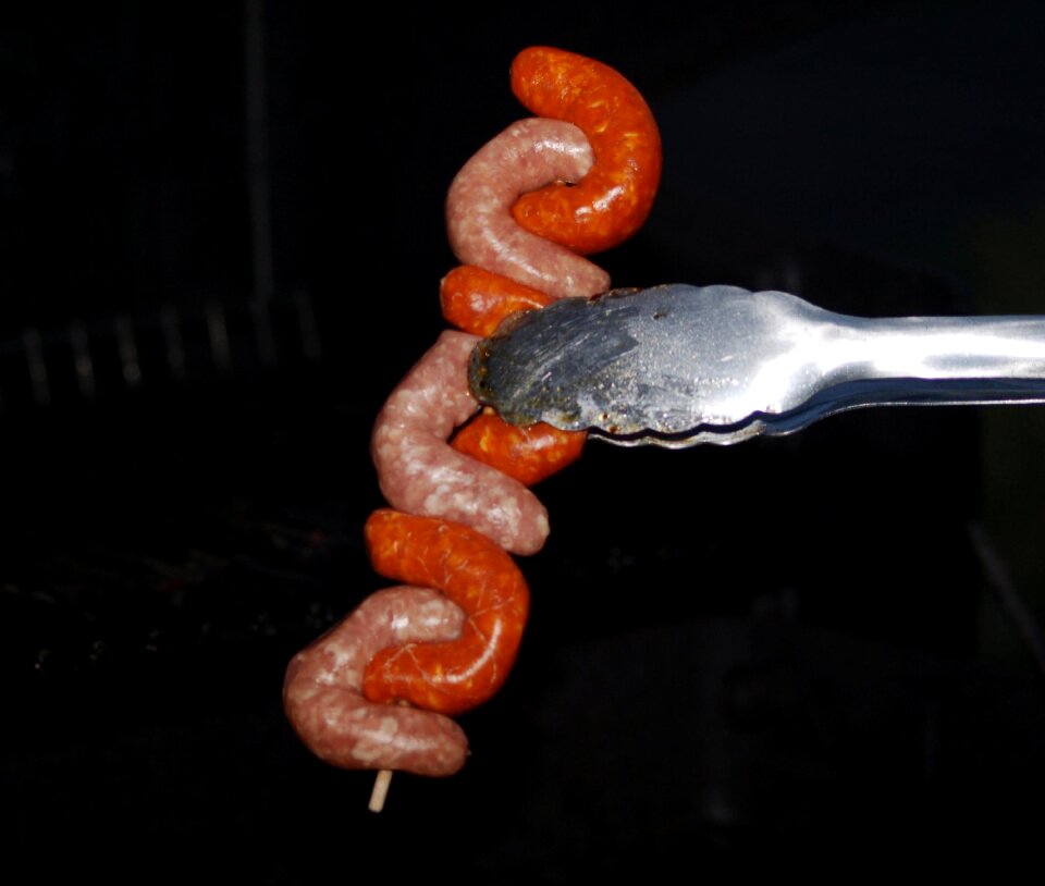 Barbecue tongs grill sausages rotisserie spit