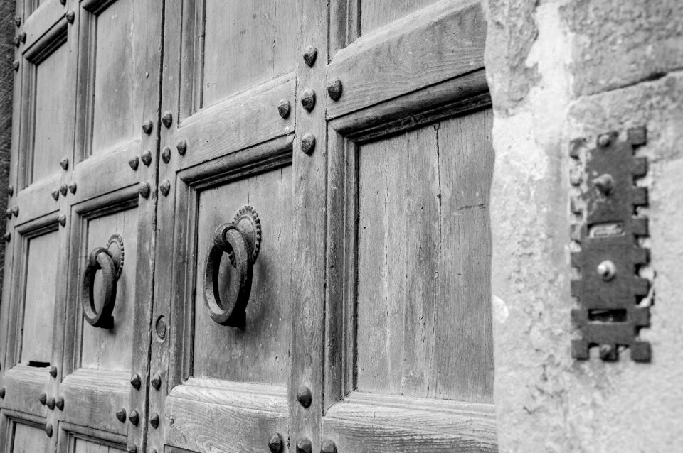 Old door entrance black and white