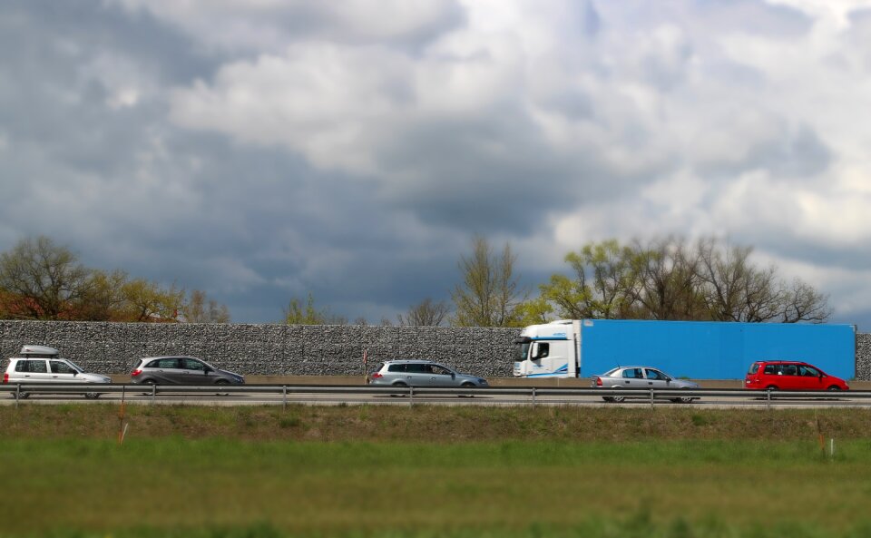 Highway traffic driving a car photo