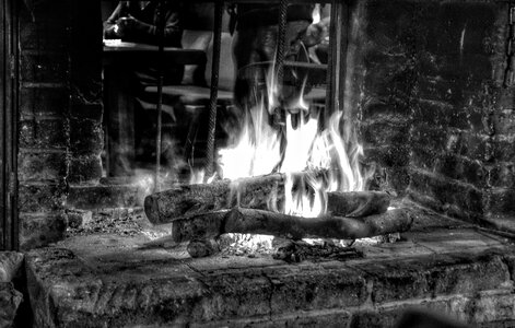 Flame burn wood fire photo