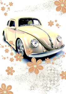 Retro card greeting card volkswagen
