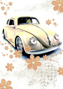 Retro card greeting card volkswagen photo