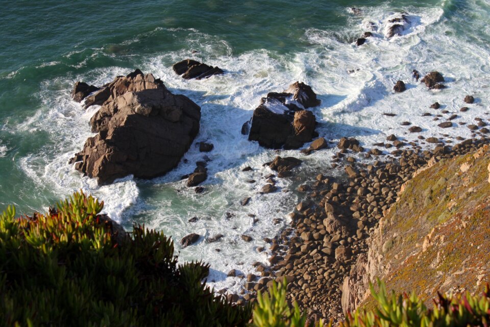 Sea cliff stones photo