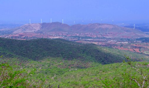 Valley greenery wind turbine photo