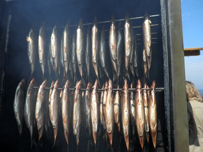Food fish in the smoke smoked fish photo