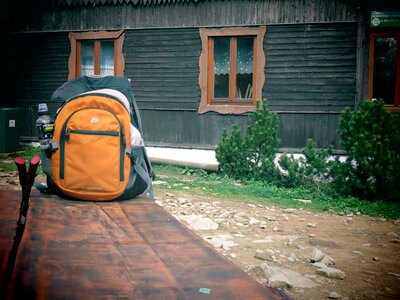 Hiking trails shelter on a great deigns beskids photo