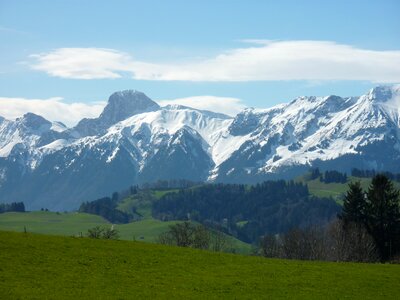 Black burger country snow mountains meadow photo