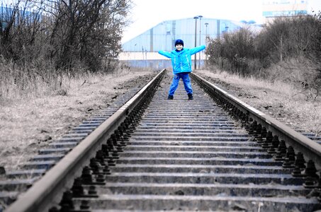 Railway boy blue photo