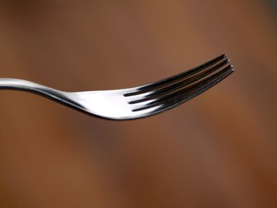 Metal fork eat close up