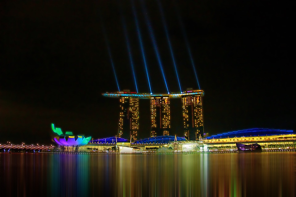 Night lighting skyscraper