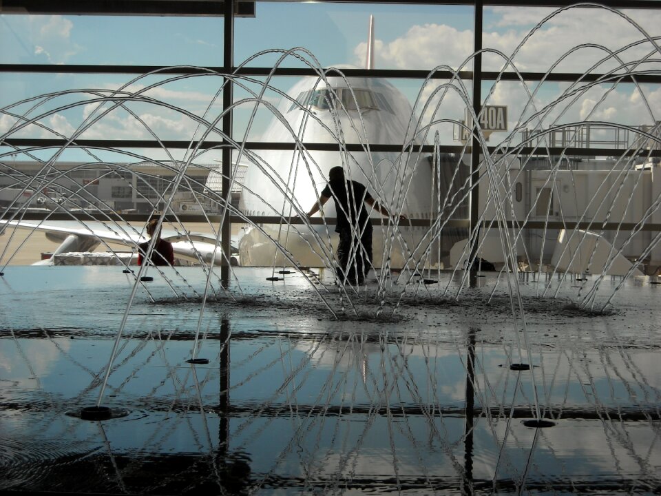 Boeing 747 airplane fountain