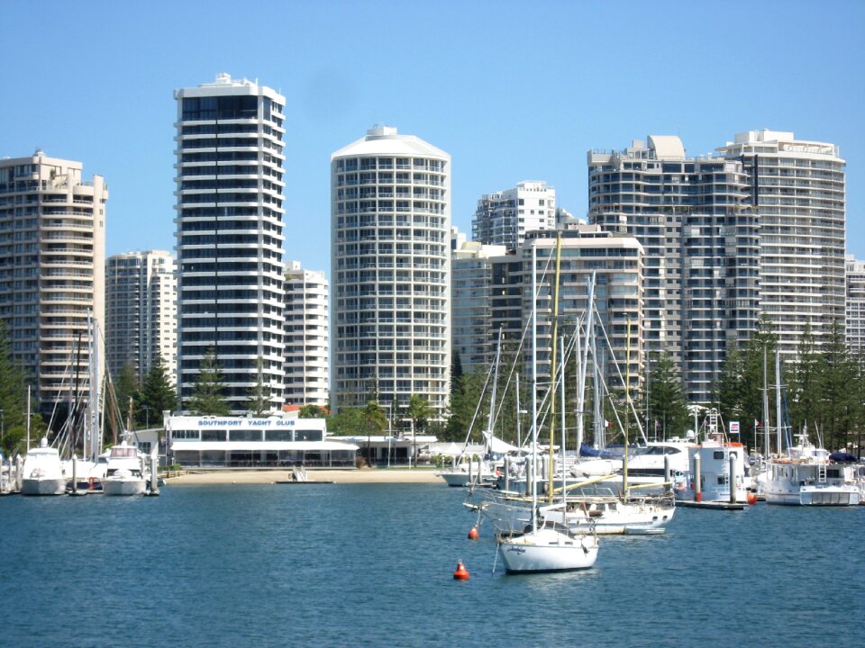 Skyscraper boats building photo