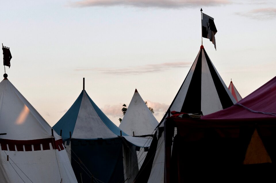 Tent tips sky clouds