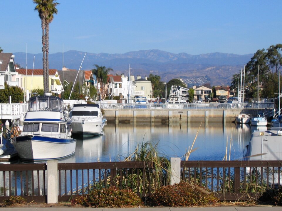 Boats mountains distance