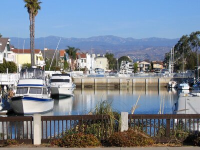 Boats mountains distance