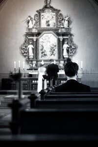 Church fest black and white photo