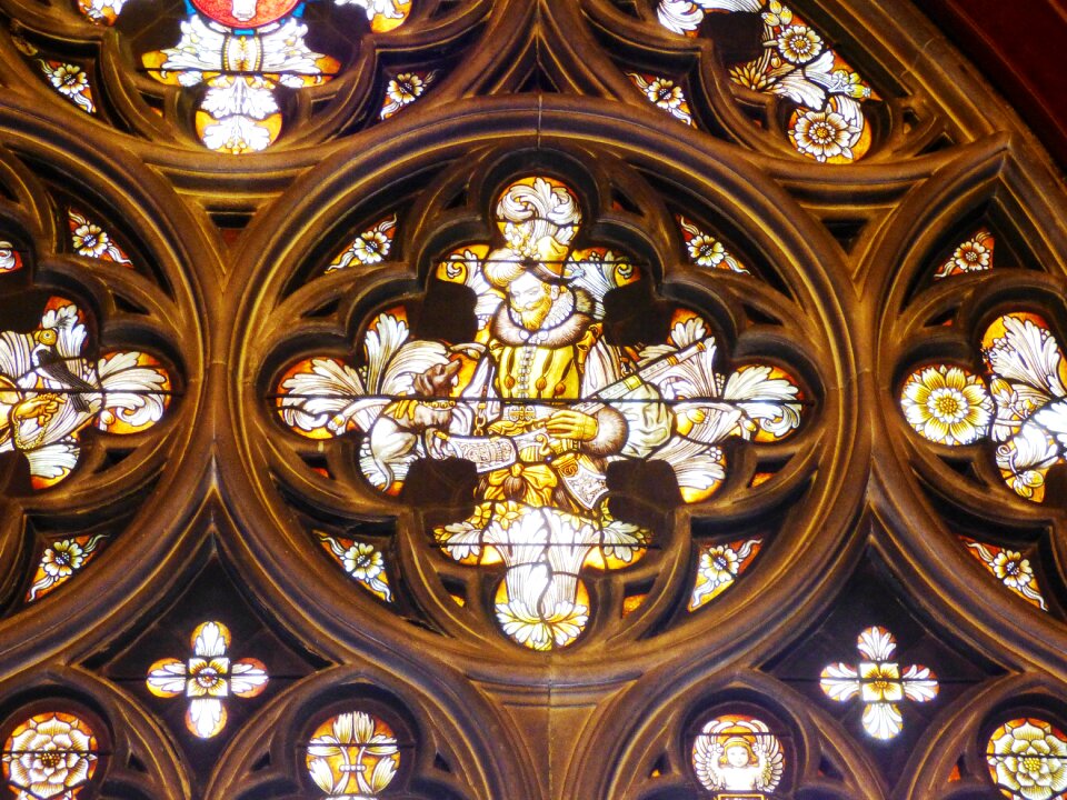 Stained glass windows church castle