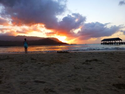 Sand sunset clouds photo