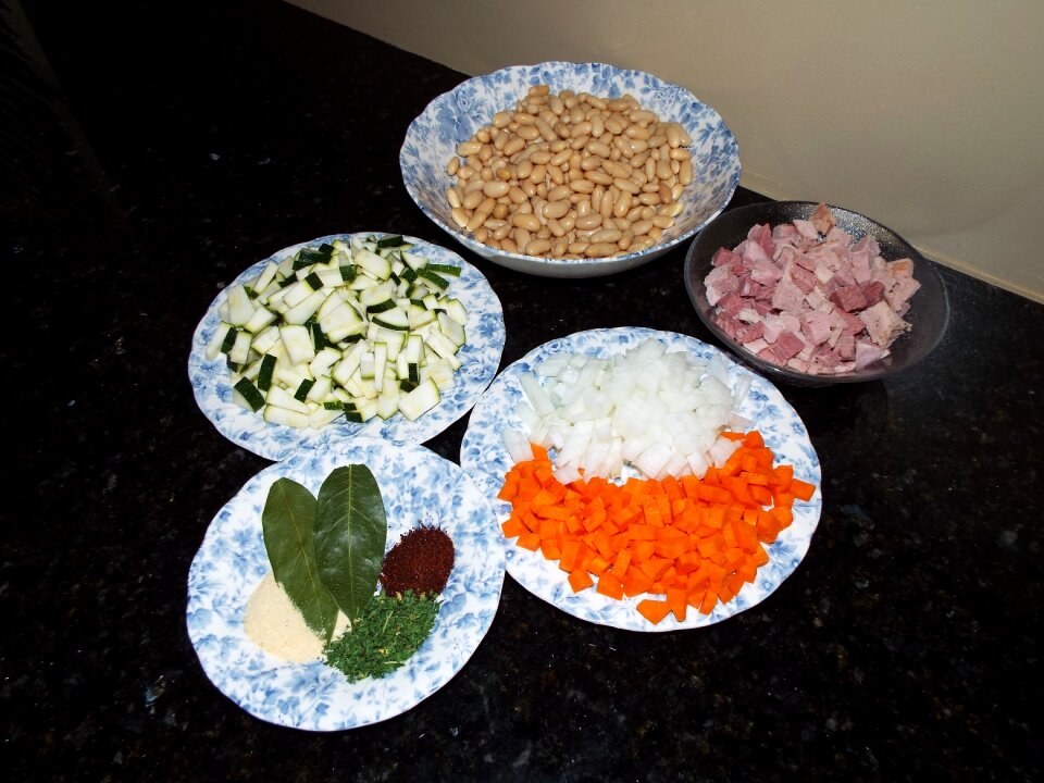Onions beans zucchini