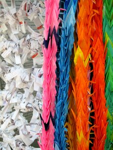 Japan thousand origami cranes check paper photo