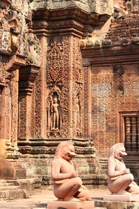 Banteay srei temple complex stonemasonry photo