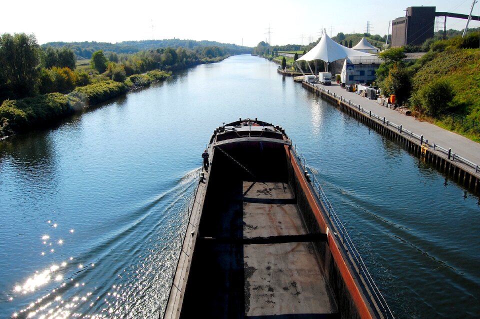 Ship rhine herne canal bridge