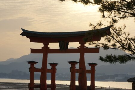 Miyajima itsukushima shinto shrine torii photo