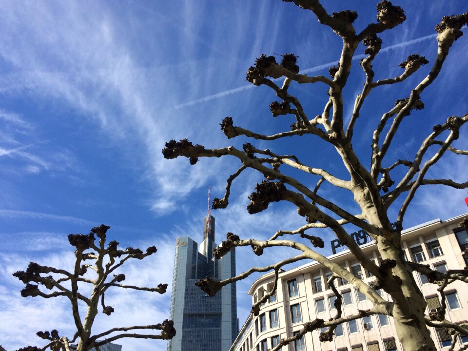 Sky blue clouds spring building