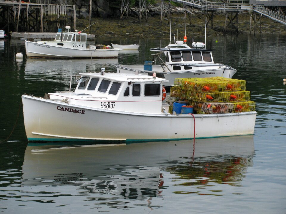 Lobster traps lobster boats