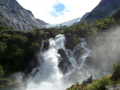 Glacier waterfall norway photo