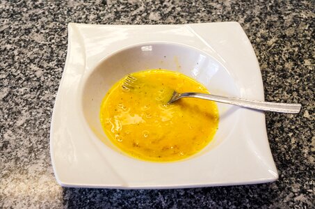 Liquid beat up scrambled eggs