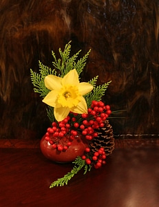 Vase christmas berries photo