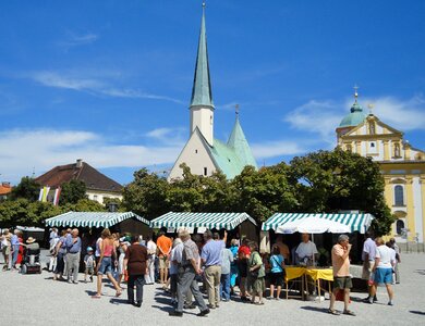 Place of pilgrimage church sales booths photo