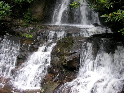 Rocks flow gray waterfall