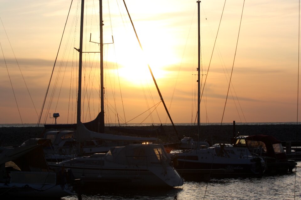 Lubmin harbor evening sun sea