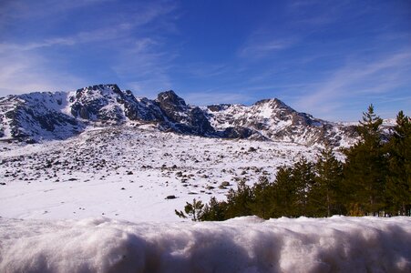 Mountain winter landscape depth photo