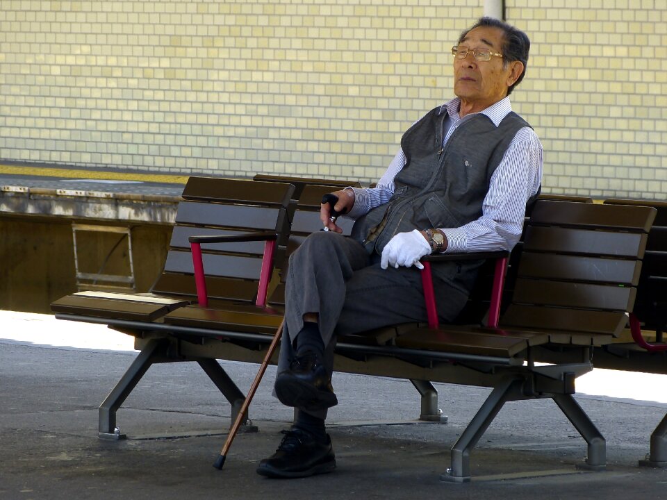Grandpa thinking bench
