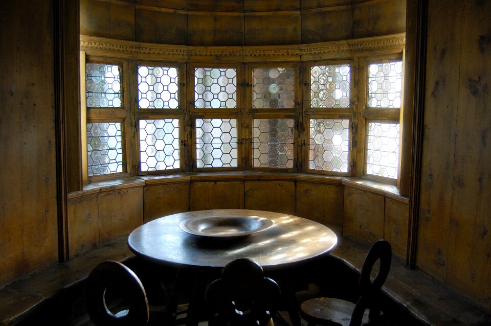 Wooden table evening sun mood