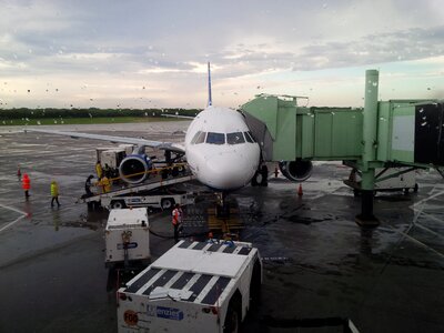 Passenger traffic air transportation gray plane photo