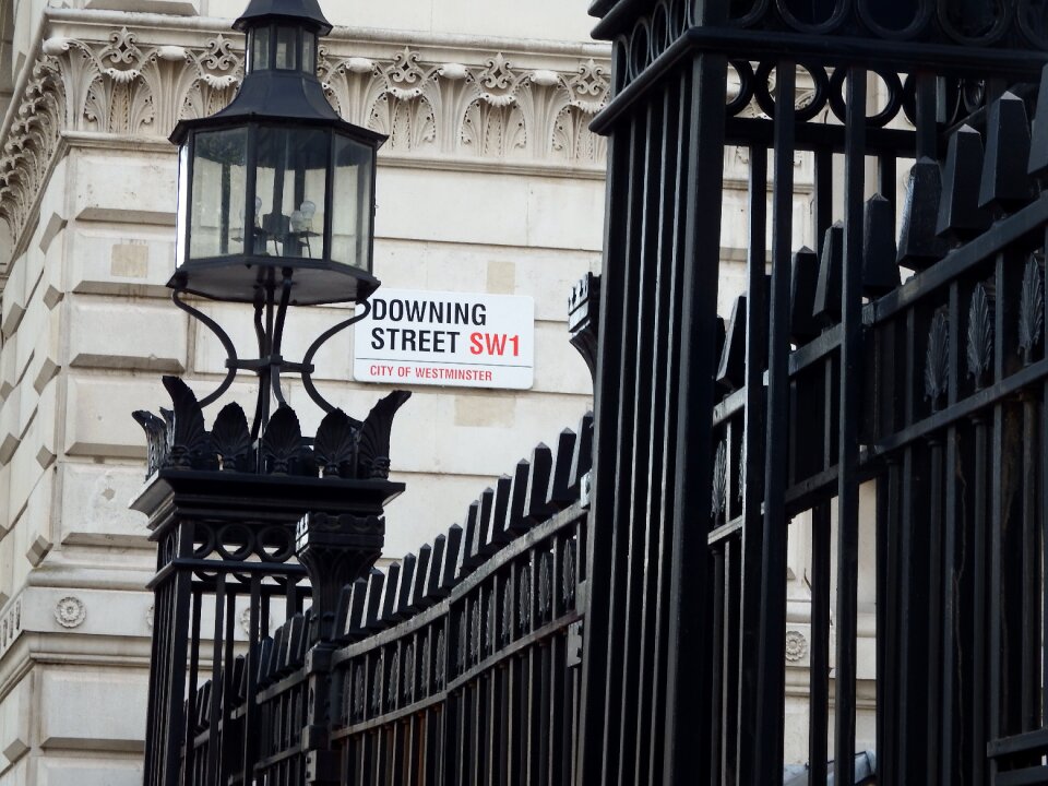 Downing street road sign