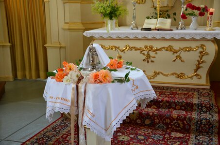 Baptismal font altar religion photo