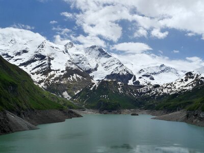 Water mountains clouds photo